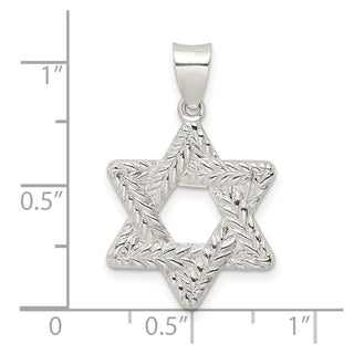 Sterling Silver Polished and Textured Solid Star of David Pendant