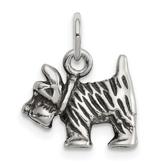 Sterling Silver Antiqued Dog Charm QC1458