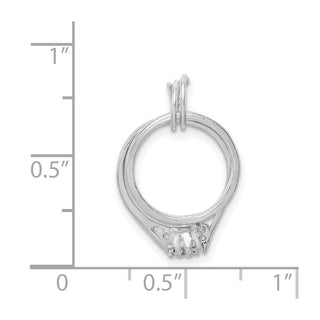 Sterling Silver Rhodium-Plated Wedding Ring Set Charm