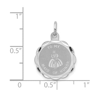 Sterling Silver Rhodium-plated To My Maid Of Honor Disc Charm