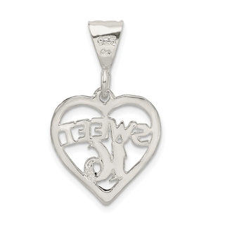 Sterling Silver Heart Sweet 16 Pendant
