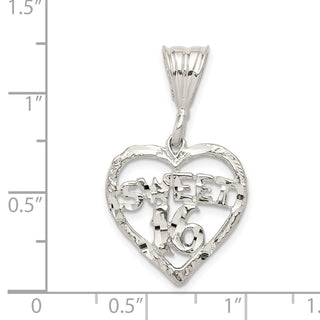 Sterling Silver Heart Sweet 16 Pendant