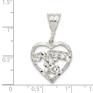 Sterling Silver Heart Sweet 16 Pendant