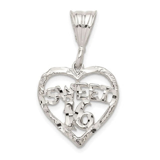 Sterling Silver Heart Sweet 16 Pendant