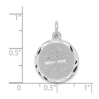 Sterling Silver Rhodium-plated On Graduation Day Disc Charm QC171