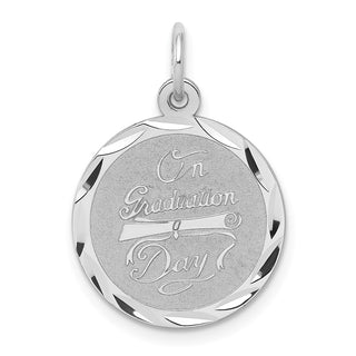 Sterling Silver Rhodium-plated On Graduation Day Disc Charm QC171