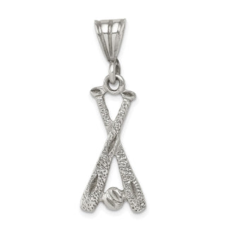 Sterling Silver Two Bats and A Ball Charm