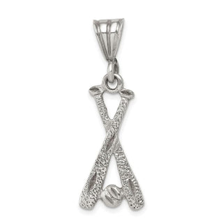 Sterling Silver Two Bats and A Ball Pendant