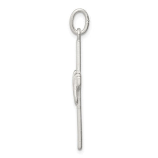 Sterling Silver Satin Diamond-cut Draped Cross Charm