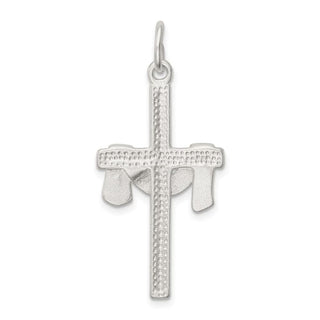 Sterling Silver Satin Diamond-cut Draped Cross Charm