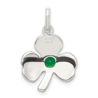Sterling Silver Clover w/Green Glass Charm