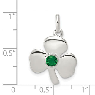 Sterling Silver Clover w/Green Glass Charm