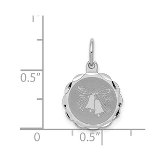 Sterling Silver Rhodium-plated Wedding Bells Disc Charm QC2075