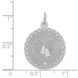 Sterling Silver Rhodium-plated Wedding Bells Disc Charm QC2077