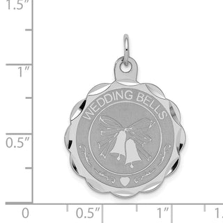 Sterling Silver Rhodium-plated Wedding Bells Disc Charm QC2079