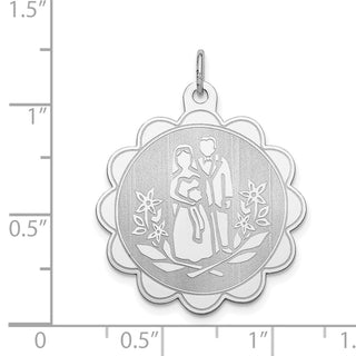 Sterling Silver Bride and Groom Disc Charm