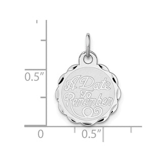 Sterling Silver Rhodium-plated A Date To Remember Disc Charm QC2089