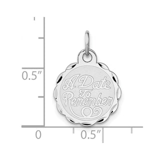 Sterling Silver Rhodium-plated A Date To Remember Disc Charm QC2089