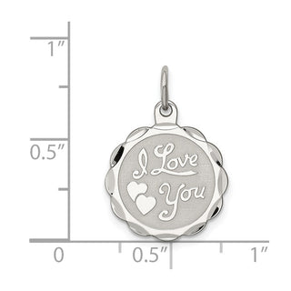 Sterling Silver Rhodium-plated I Love You Disc Charm