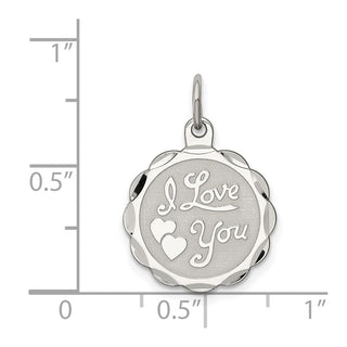 Sterling Silver Rhodium-plated I Love You Disc Charm