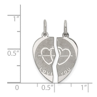 Sterling Silver Rhodium-plated 2-Piece I Love You Disc Charm