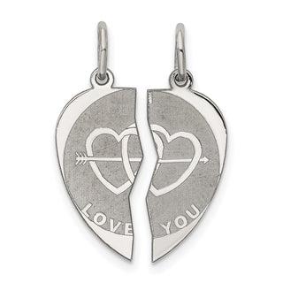 Sterling Silver Rhodium-plated 2-Piece I Love You Disc Charm