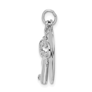 Sterling Silver Rhodium-plated Key Charm QC227