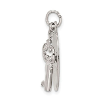 Sterling Silver Rhodium-plated Key Charm QC227