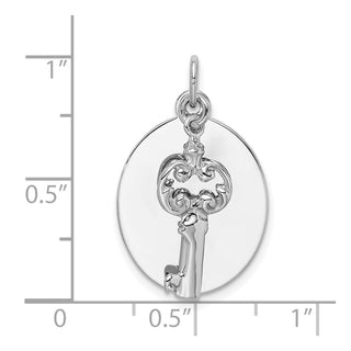 Sterling Silver Rhodium-plated Key Charm QC227