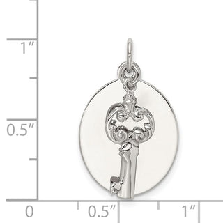 Sterling Silver Rhodium-plated Key Charm QC227