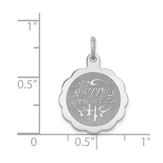Sterling Silver Rhodium-plated Happy Anniversary Disc Charm QC2270