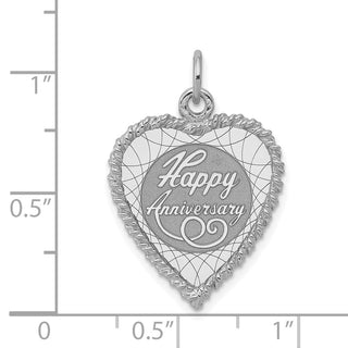 Sterling Silver Rhodium-plated Happy Anniversary Polished & Satin Disc Charm