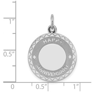 Sterling Silver Rhodium-plated Happy Anniversary Disc Charm QC2272