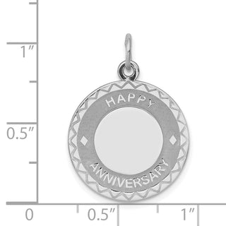 Sterling Silver Rhodium-plated Happy Anniversary Disc Charm QC2272