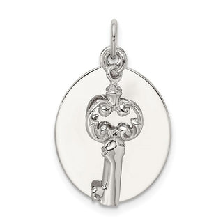 Sterling Silver Rhodium-plated Key Charm QC227
