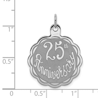 Sterling Silver Rhodium-plated 25th Anniversary Disc Charm QC2285