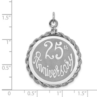 Sterling Silver Rhodium-plated 25th Anniversary Disc Charm QC2286
