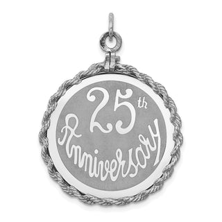 Sterling Silver Rhodium-plated 25th Anniversary Disc Charm QC2286