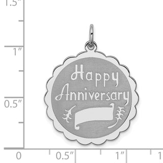 Sterling Silver Rhodium-plated Happy Anniversary Disc Charm QC2289