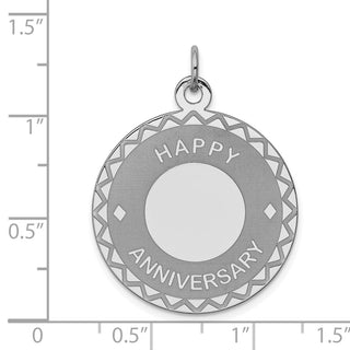 Sterling Silver Rhodium-plated Happy Anniversary Disc Charm QC2293