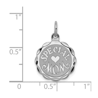 Sterling Silver Rhodium-plated Special Mom Disc Charm