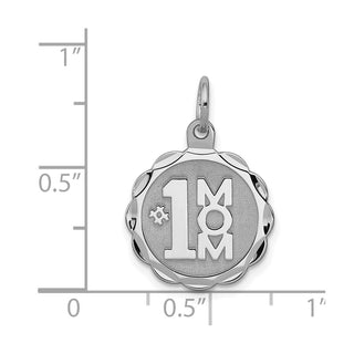 Sterling Silver Rhodium-plated #1 Mom Disc Charm