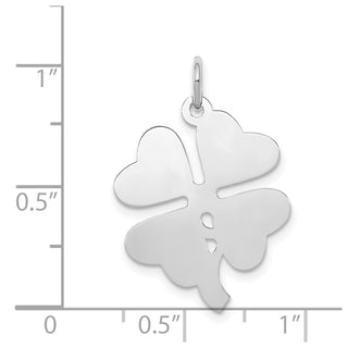 Sterling Silver Rhodium-plated 4-Leaf Clover Polished Disc Charm