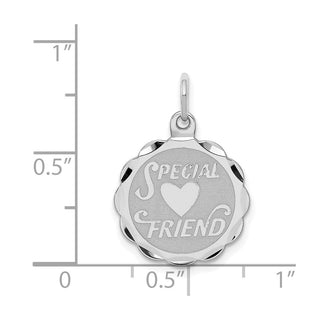 Sterling Silver Rhodium-plated Special Friend Disc Charm