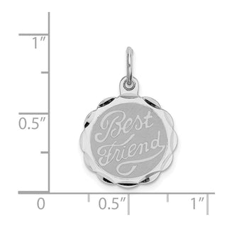 Sterling Silver Rhodium-plated Best Friend Disc Charm