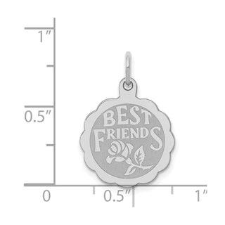 Sterling Silver Rhodium-plated Best Friends Disc Charm