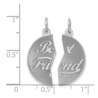 Sterling Silver Rhodium-plated 2-Piece Best Friend Disc Charm