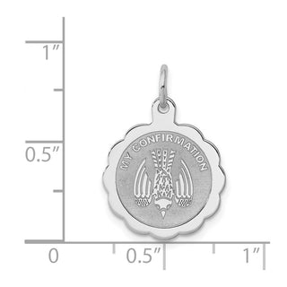 Sterling Silver Rhodium-plated My Confirmation Disc Charm QC2383