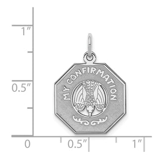 Sterling Silver Rhodium-plated My Confirmation Disc Charm QC2394