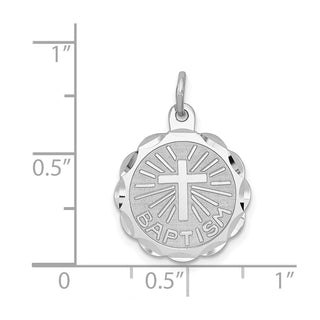 Sterling Silver Rhodium-plated Baptism Disc Charm QC2396